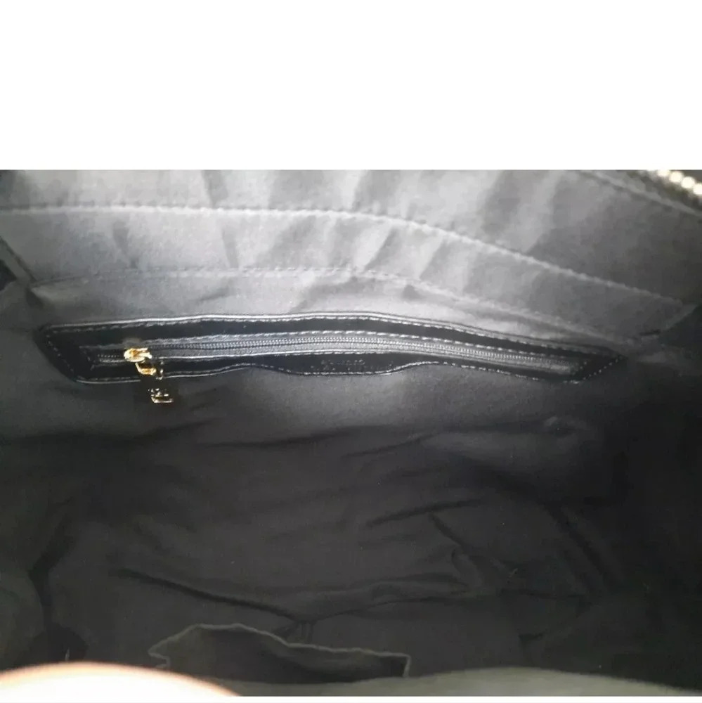 NWT Badgley Mischka Big Quilted Black Diamond Pattern Tote Bag With Front Lock - Picture 12 of 13